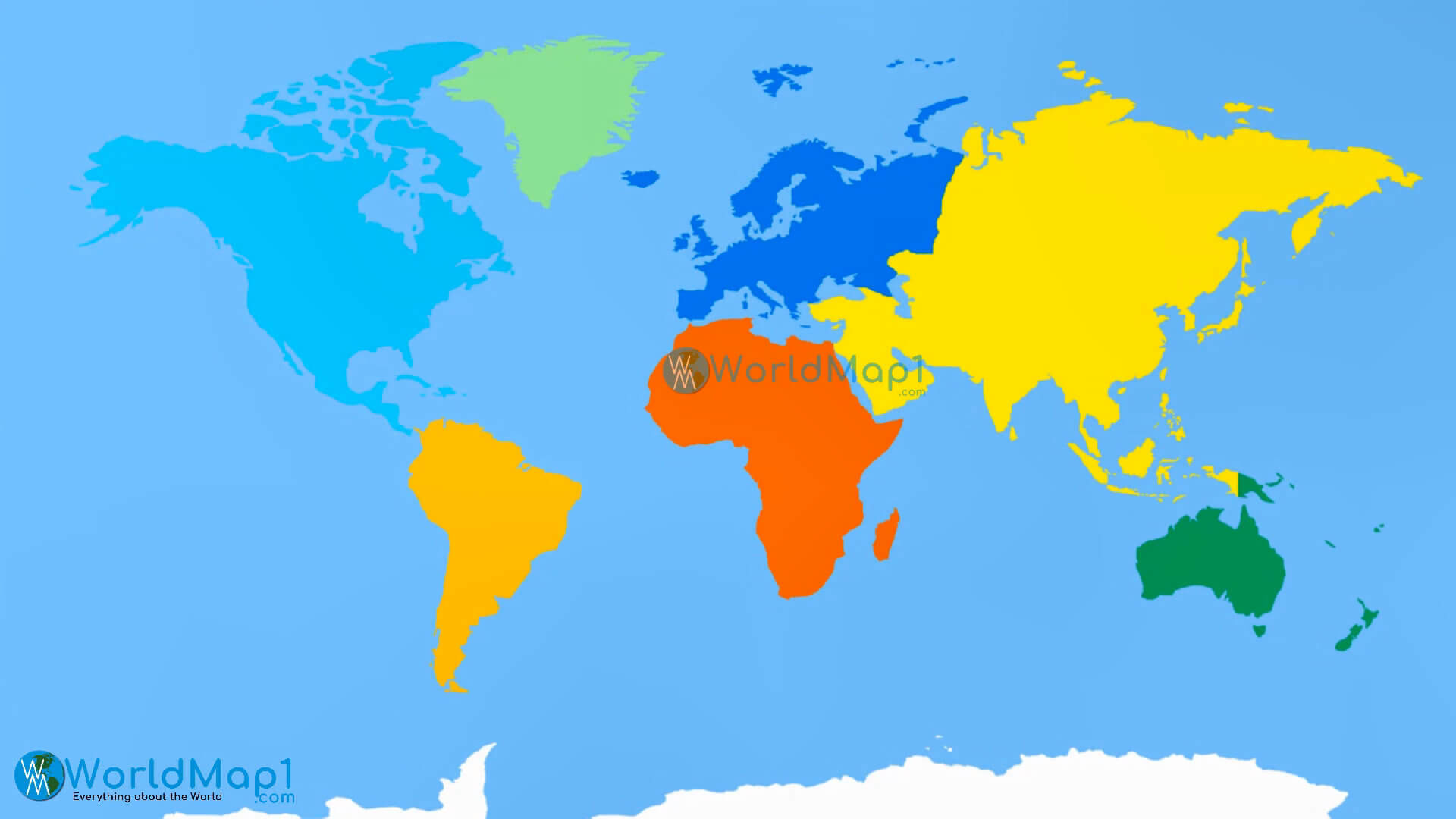 Carte colorée des continents du monde